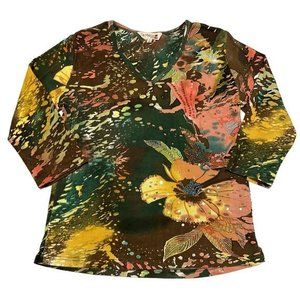 Le Mieux LM Studio Colorful flower‎ print blouse size Small E1